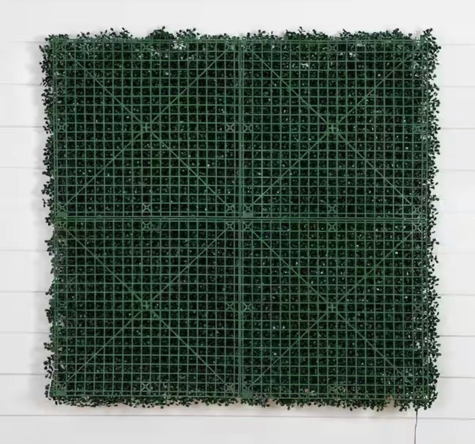 Open Box New Nearly Natural 40 in. W x 40 in. H Artificial Boxwood Living Wall Privacy Panel Hedge with 100 Warm White LED Lights (Indoor/Outdoor)