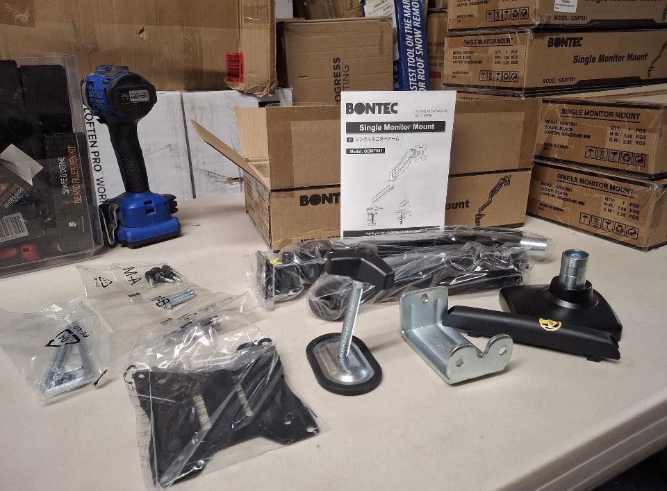 Open Box New BONTEC Monitor Arm for 15–34 Inch Screens, Ergonomic Gas Spring Single Monitor Mount, Full Motion Desk Stand with Tilt Swivel Rotation, V