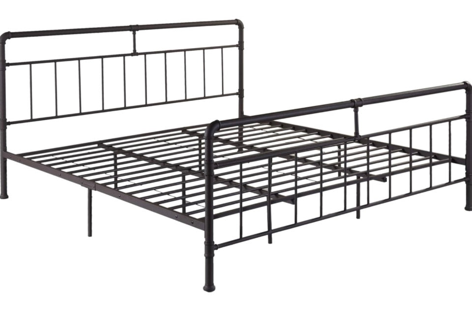 Christopher Knight Home Sally king-size hammered copper iron bed frame with industrial design and strong slats