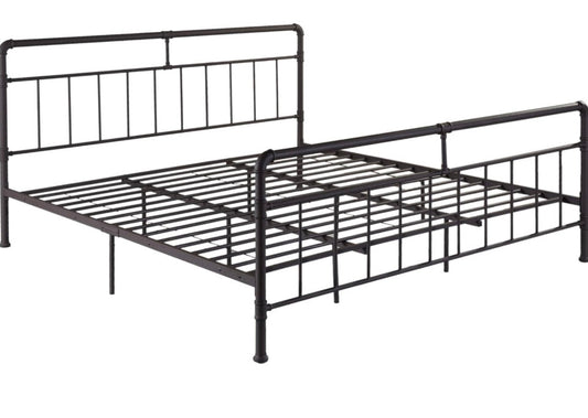 Christopher Knight Home Sally king-size hammered copper iron bed frame with industrial design and strong slats