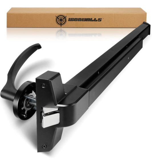 IRONWALLS black 32-inch aluminum door push bar panic exit device with handle lever for commercial emergency doors