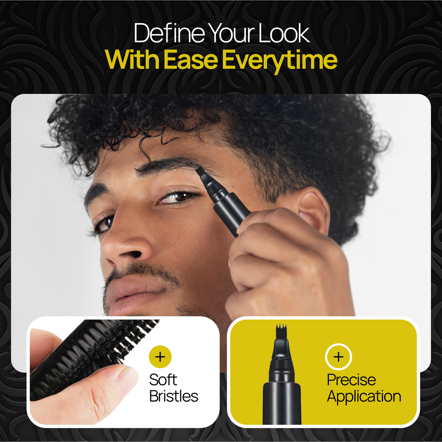 Beard Filler Pen and Beard Shaper for Men Beard Lineup Tool for Grooming Beard Guide Shape kit Black Waterproof Pen with Brush Barber Styling Pencil Beard Grooming Kit Barber Accessories