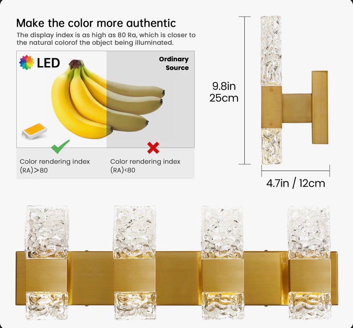 Mercer41 Luxcien Dimmable Crystal Bathroom Vanity Light