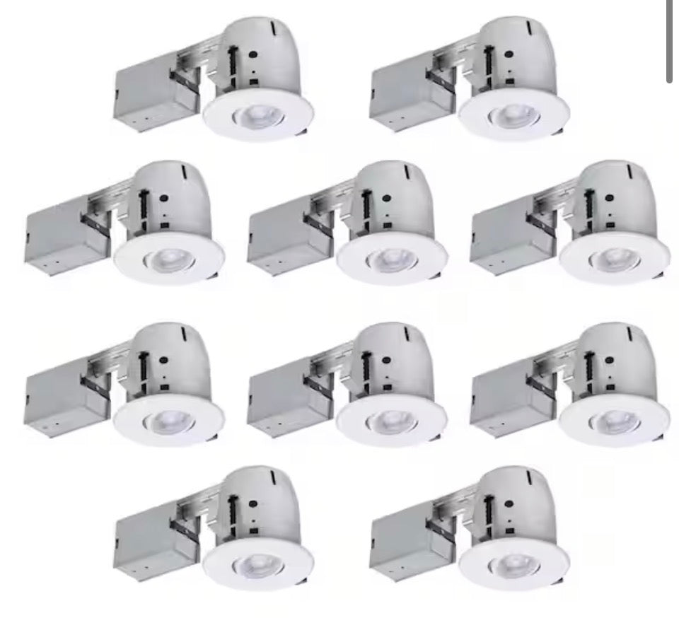 Globe Electric 4-inch white dimmable recessed lighting kit with adjustable swivel trim and PUSH-N-CLICK clips, 10-pack