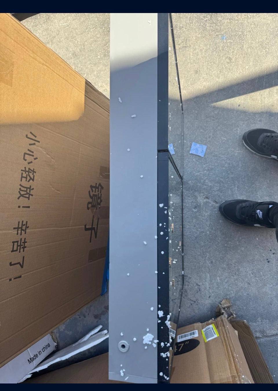 Open Box Wenqik LED Mirror Medicine Cabinet, 25 x 27 Inch Bathroom Medicine Cabinet with LED Lights and Mirror, Wall Mounted Mirror Cabinet with Dimme