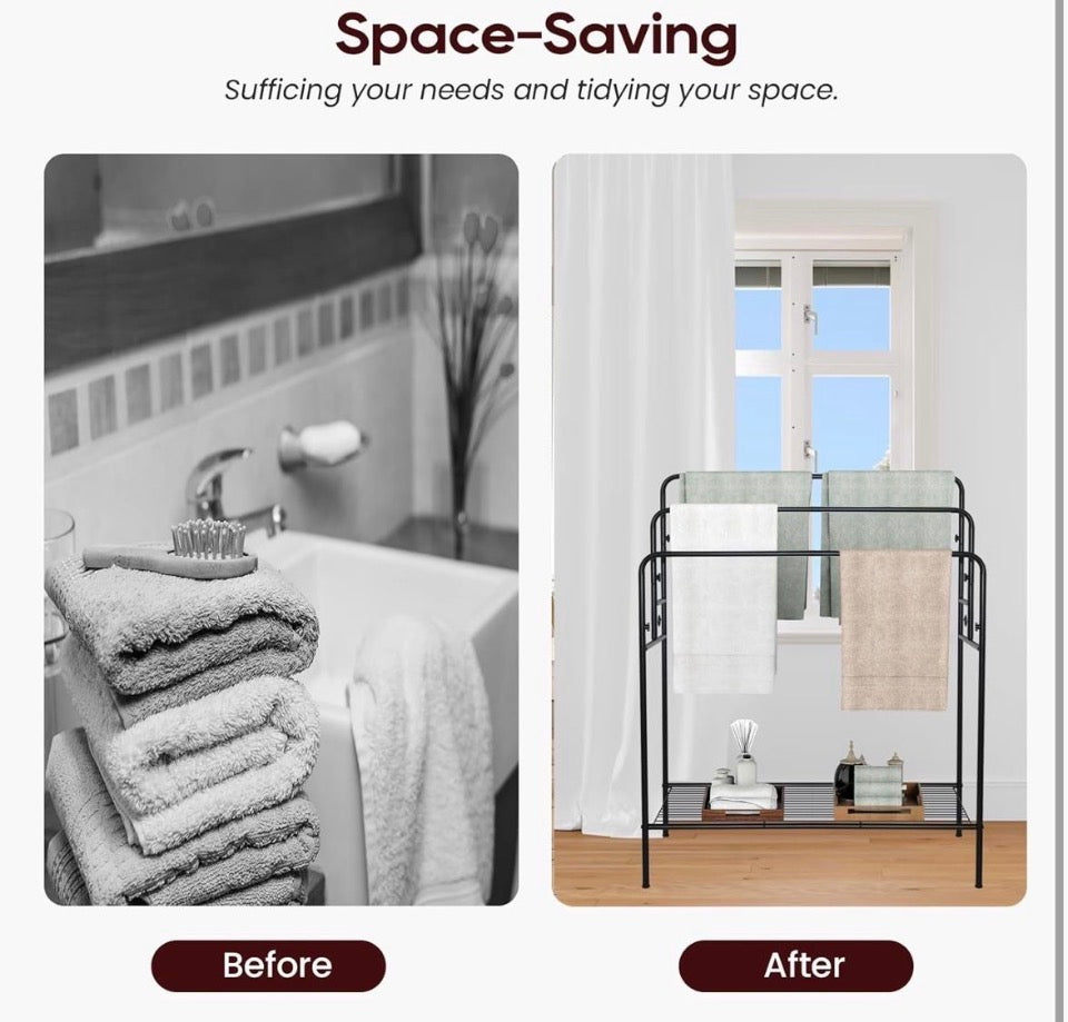 WeGXY Store Plus Size Towel Stand for Bathroom, Towel Drying Rack Freestanding, 3 Tier Pool Towel Rack Outdoor, Quilt Rack Stand for Living Room, Blan