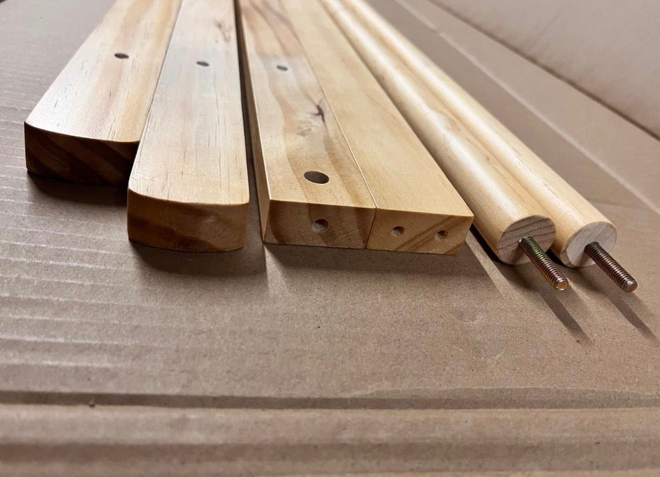 OPEN BOX NEW Angel Sar 38.2 in. x 15.7 in. x 72.1 in. Solid Wood Modern Clothes Rack with 6 Wooden Hangers, Adjustable Shelf and Wheels