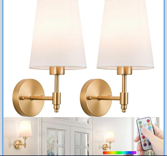 Open Box New Battery Operated Wall Sconce: Gold Wireless Wall Lights with Magnetic LED Battery Bulb, Easy to Eject Charge, Renter Friendly Wall Lamp f