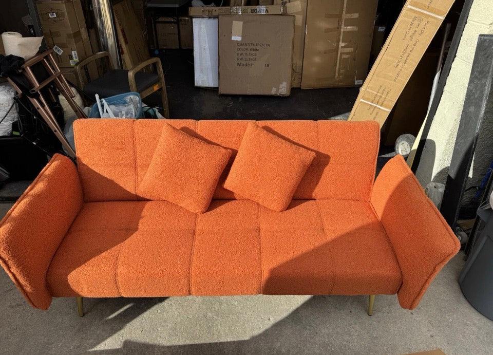 70-inch Teddy Fleece Sofabed, Convertible Futon Sofabed