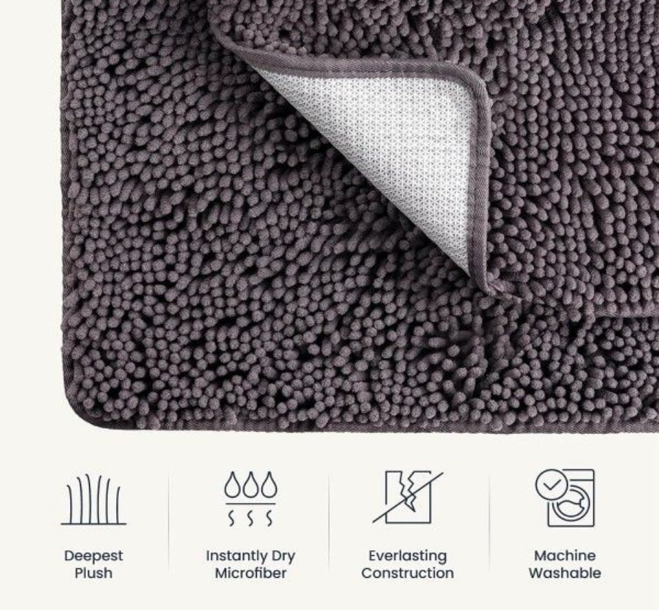Brand New BELADOR 2 Piece Bathroom Rugs Bath Mat Set - Soft Plush Chenille Non-Slip Bath Rug With Rubber Backing, Ultra Absorbent Bathtub Mat - 30x20