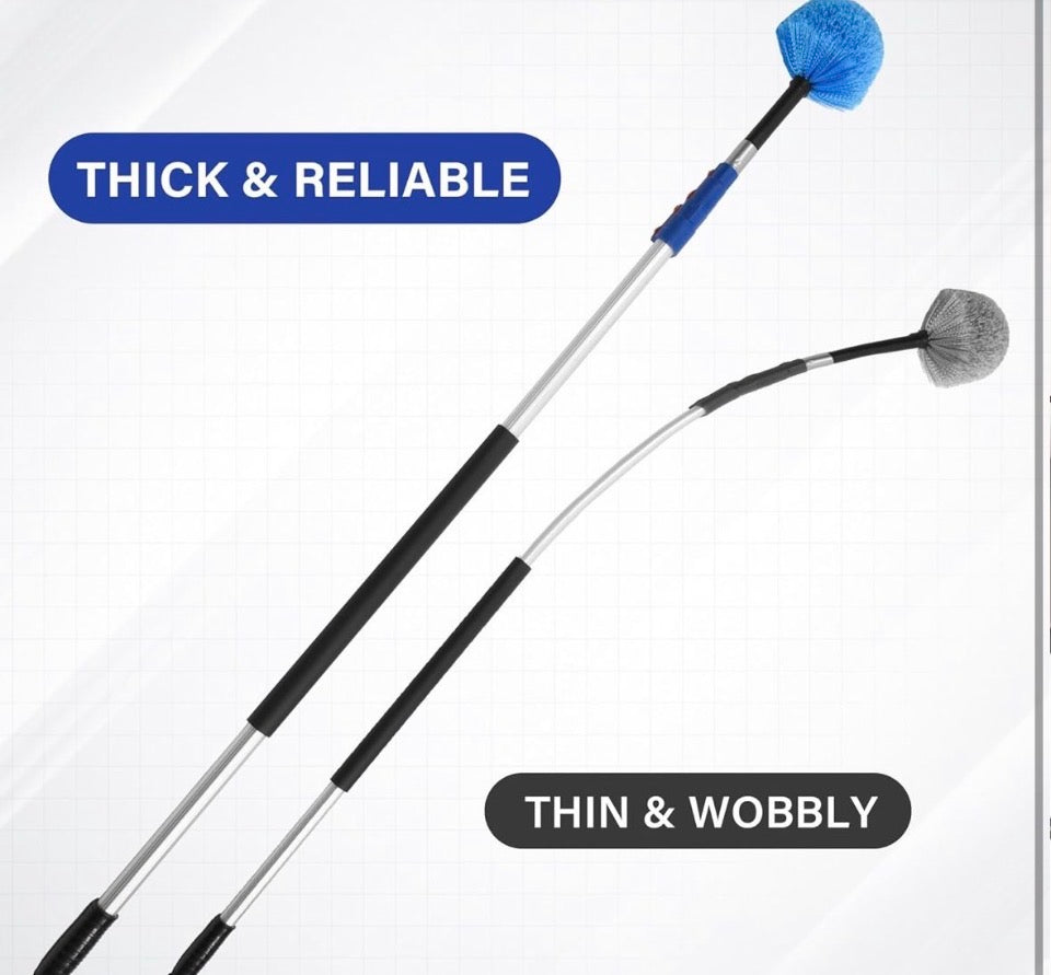 Open Box SHINMING Telescoping Extension Pole, 5-12FT Multi-Purpose Extendable Pole with Universal Twist-on Metal Tip for Hanging Light Bulb Changer, P