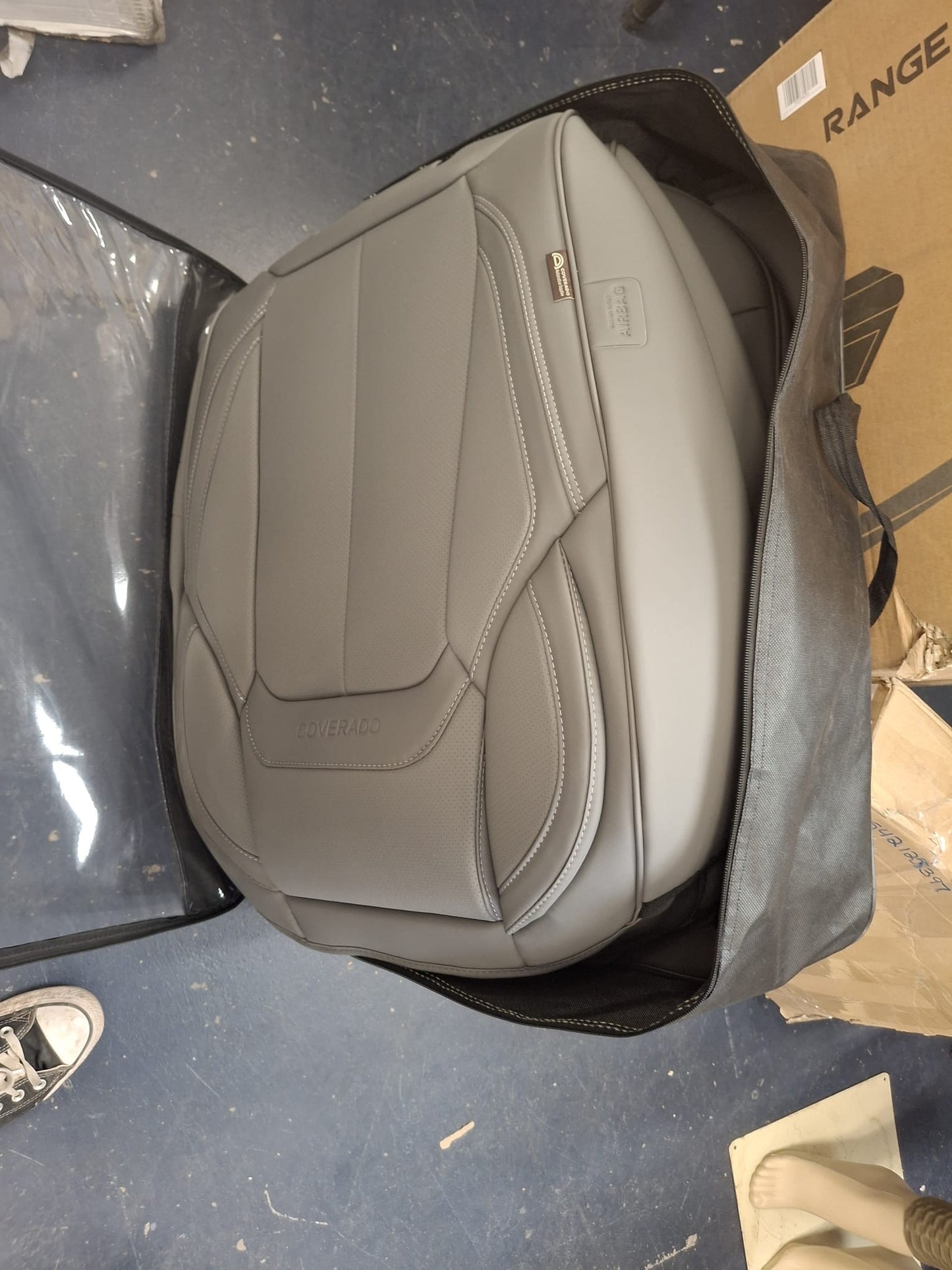 Open Box Coverado Car Seat Covers Full Set, Seat Covers for Cars, Gray Car Seat Cover, Car Seat Protector Waterproof, Nappa Leather Car Seat Cushion,