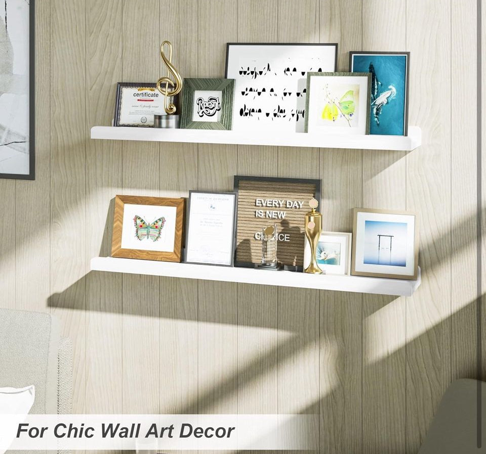 Open Box Love-KANKEI 36 Inch Long Floating Shelves Wall Mounted Set of 2, Large Wood Wall Shelves for Storage, Rustic Hanging Shelves for Display,Bedr