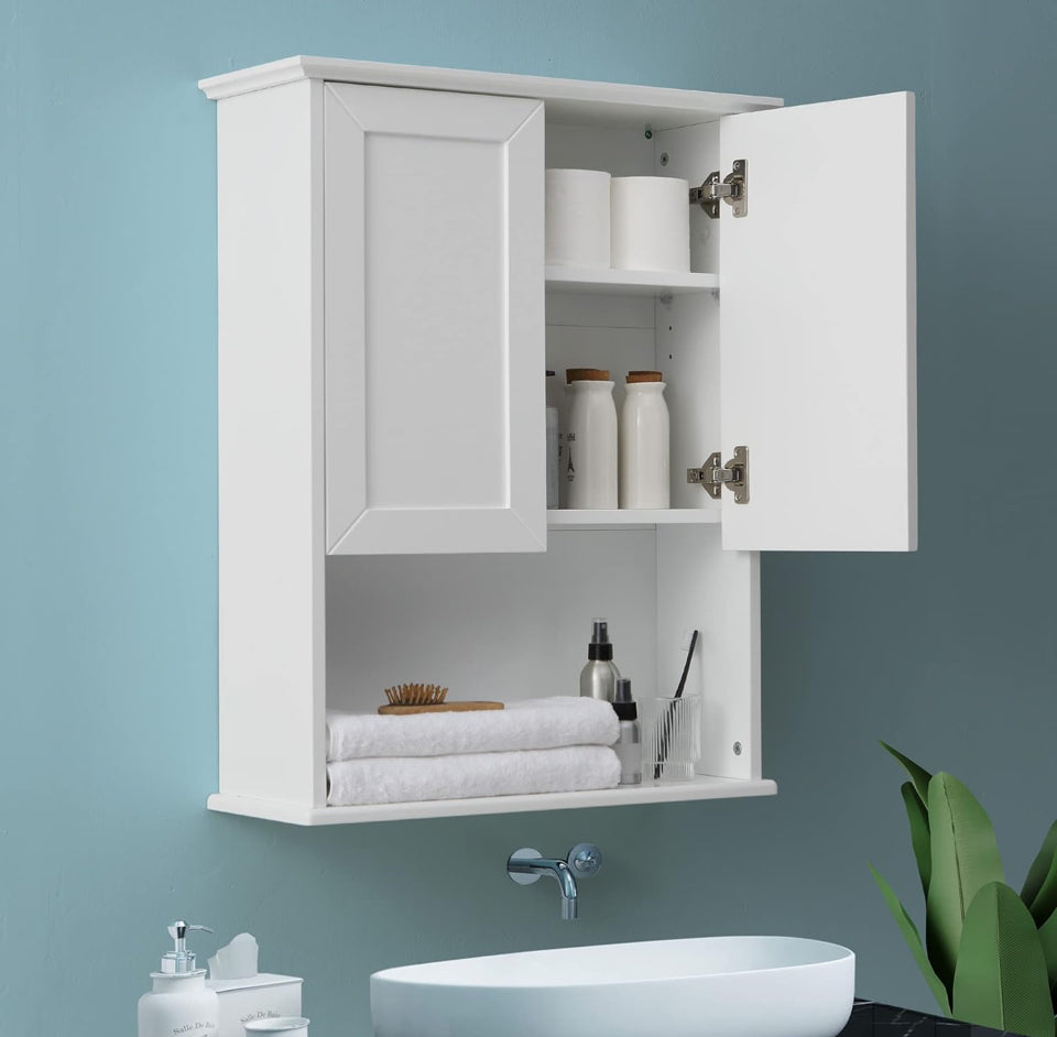 Open Box Vanirror Bathroom Wall Cabinet Wooden Medicine Cabinet Buffering Hinge MDF Material Over Toilet Storage 23"x29" and Adjustable Shelves Cupboa