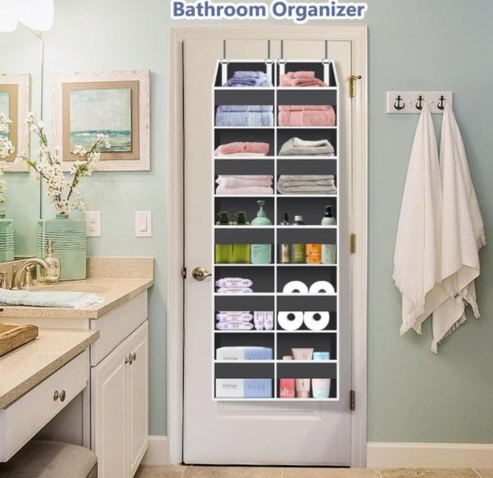 Brand New UVIAHOMI Heavy Duty Over The Door Organizer 5 Tiers, Extra Large Behind Door Storage of 10 Big Front & 10 Mesh Pockets, 80lb Weight Capacity