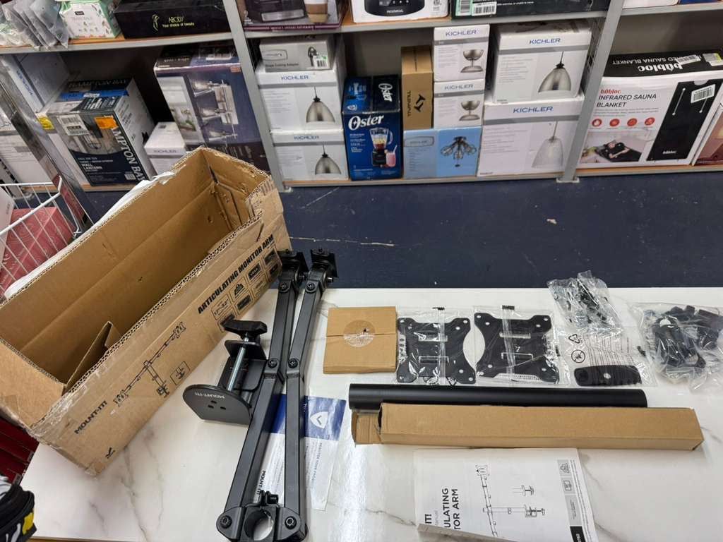 Open Box Mount-It! Dual Monitor Mount Double Monitor Desk Stand | Two Heavy Duty Full Motion Adjustable Arms Fit 2 Computer Screens 17 19 20 21 22 24