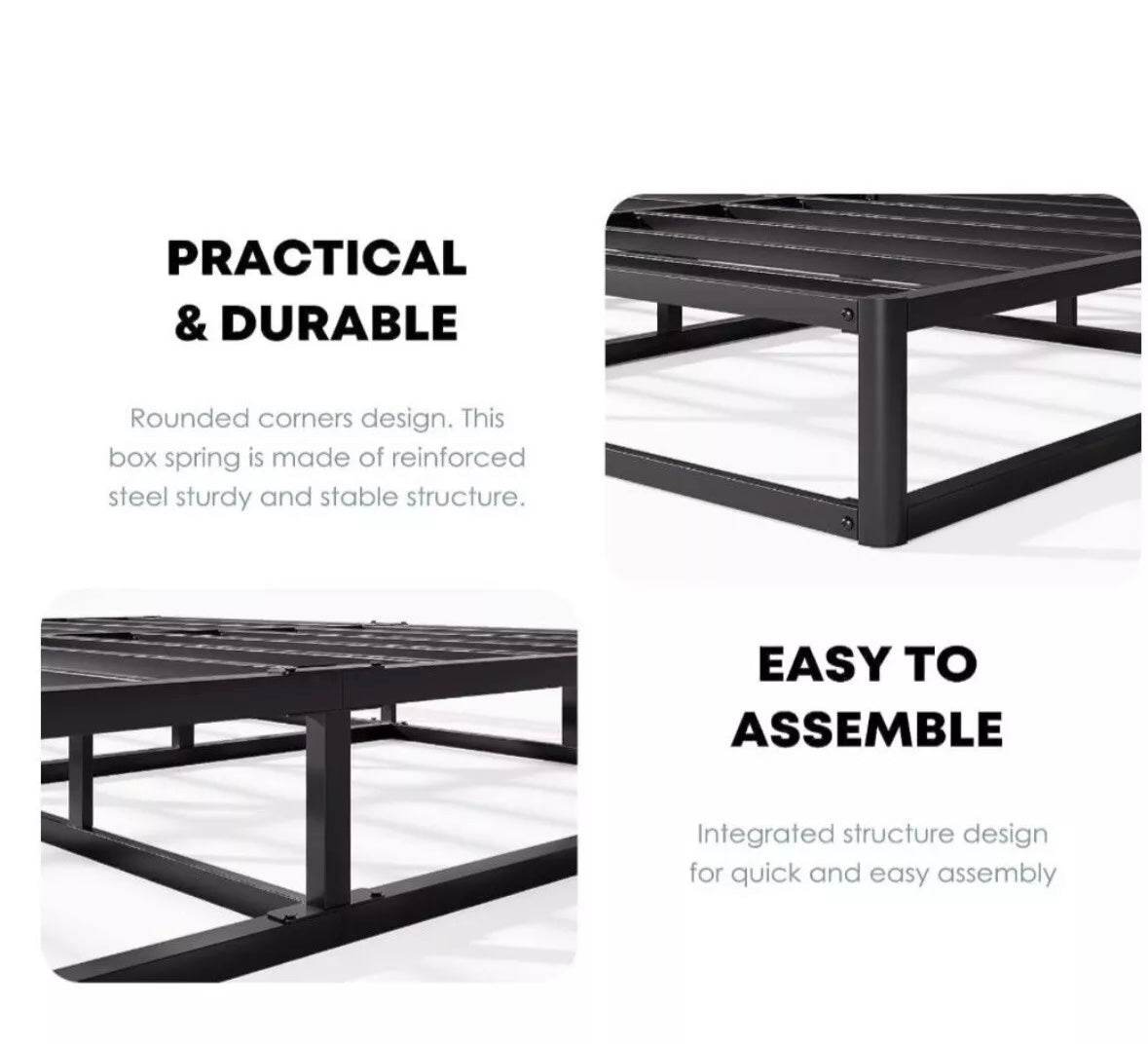 King Box Spring 5 Inch High Profile Strong Metal Frame Mattress Foundation, Quiet Noise-Free, Easy Assembly, 3000lbs Max Weight Capacity - Selzalot