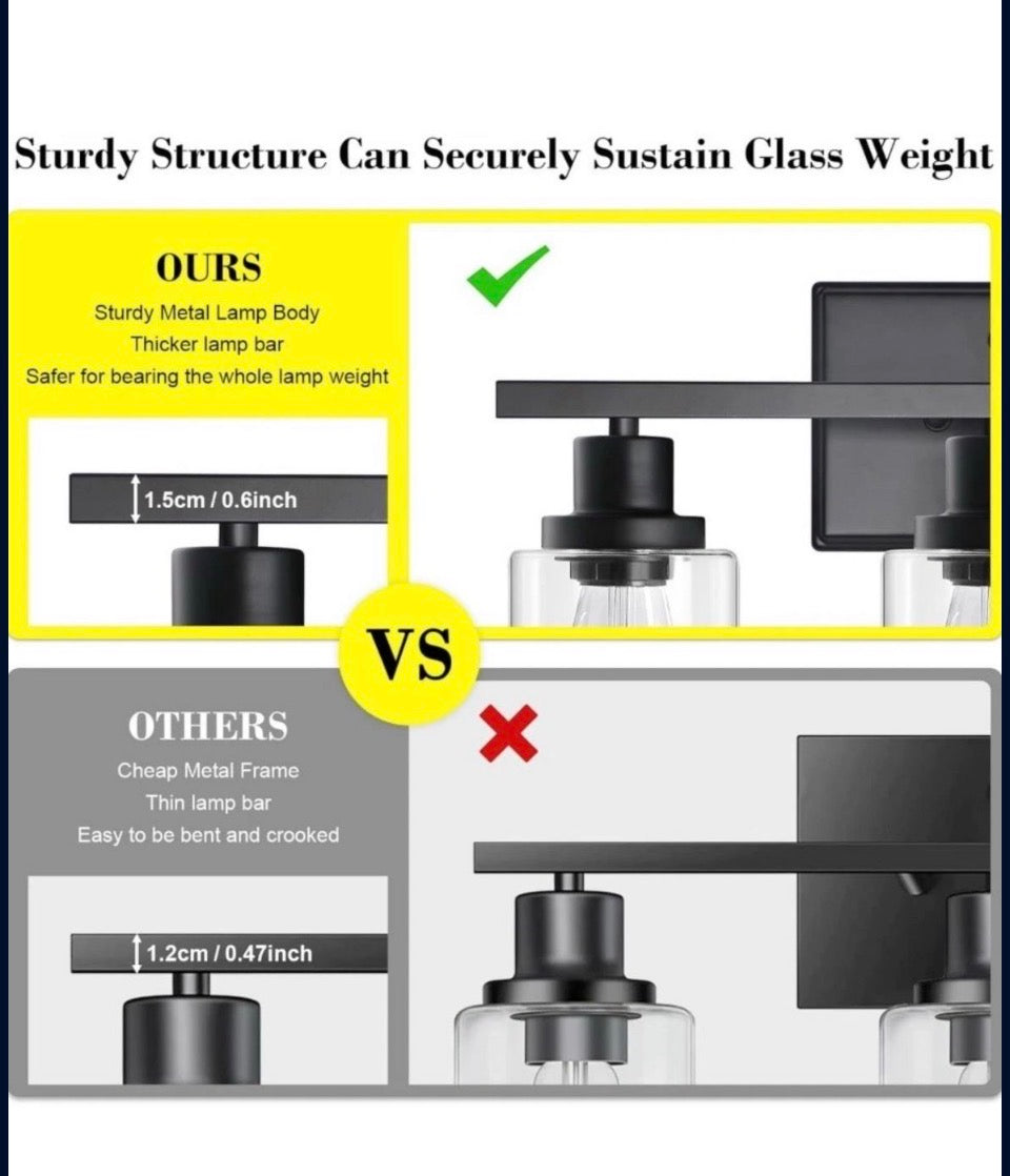 Open Box New Ascher Bathroom Vanity Light Fixtures, 3 Light Wall Sconces Lighting