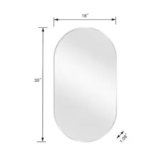 Open Box Glacier Bay 18 in. W x 30 in. H Aluminum Oval Shape Framed Wall Bathroom Vanity Mirror in Silver (Screws Not Included)