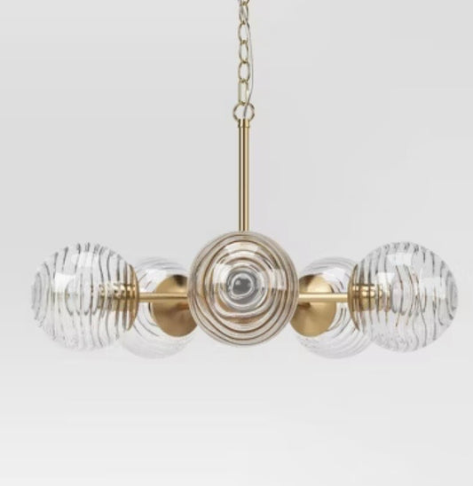 Open Box Glass Orb Ceiling Chandelier - Threshold™: 5-Light Modern Fixture, UL Listed, Metal & Glass