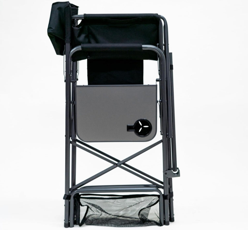 Earth Products Executive VIP Tall Directors Chair with Folding Side Table, Foldable, Zippered Carry Bag, 31" Seat Height, Lightweight, 375LBS Max Load - Selzalot
