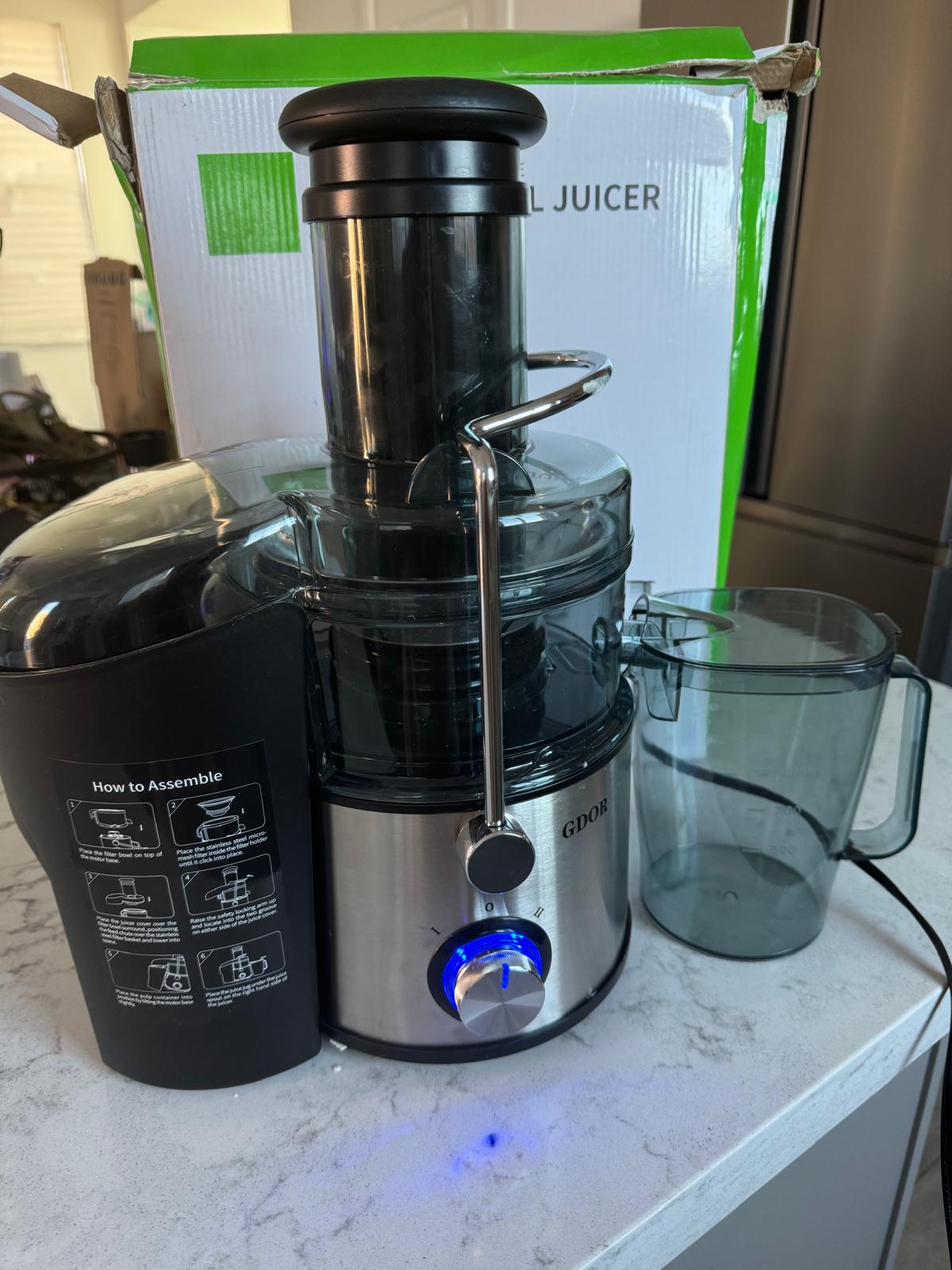 GDOR Powerful 1200W Juicer with Titanium Enhanced Cut Disc, Larger 3” Feed Chute Juicer Machines for Whole Fruits and Vegetables, Centrifugal Juicer w