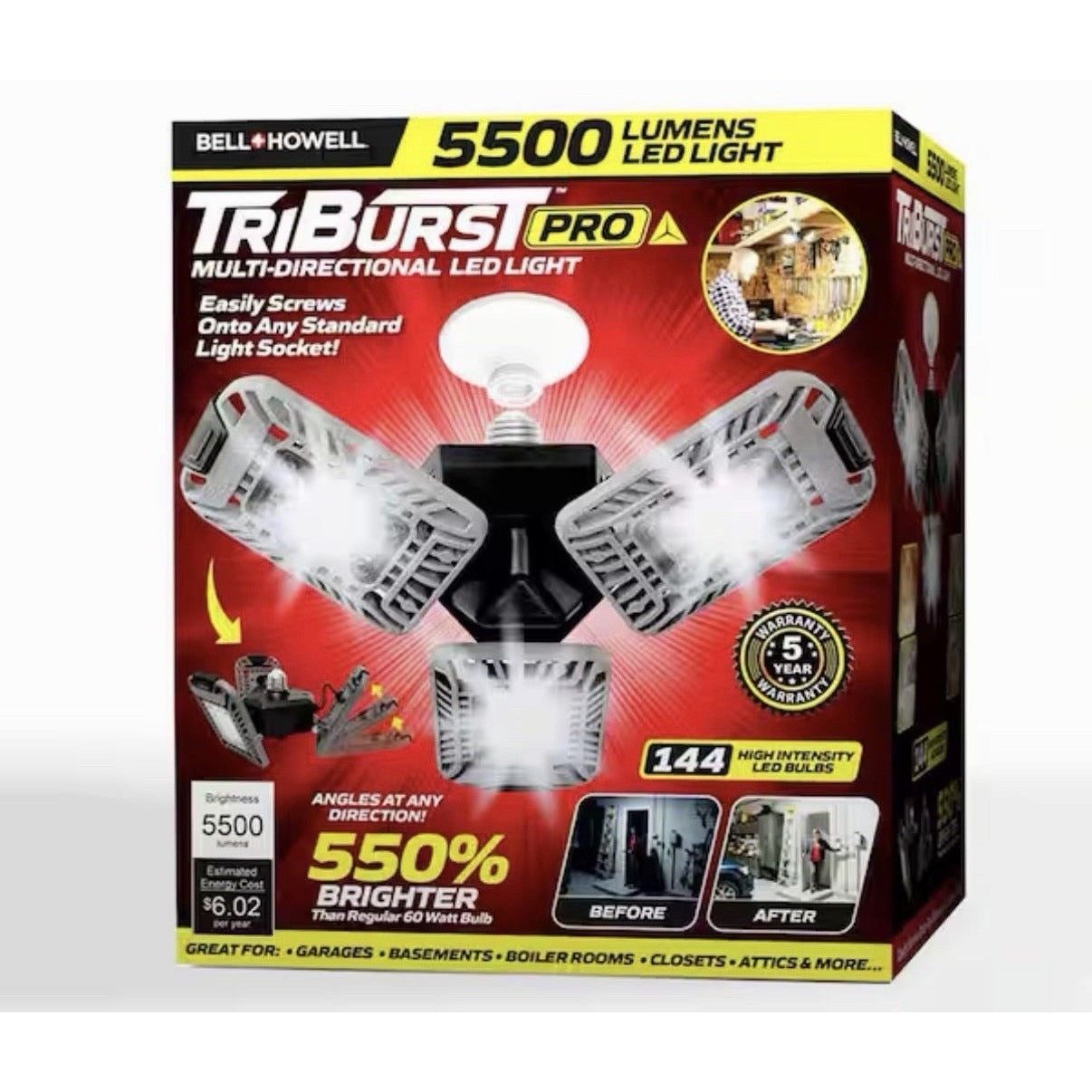 Triburst Deluxe 10.5 inch 144 LED high intensity adjustable flush mount ceiling light