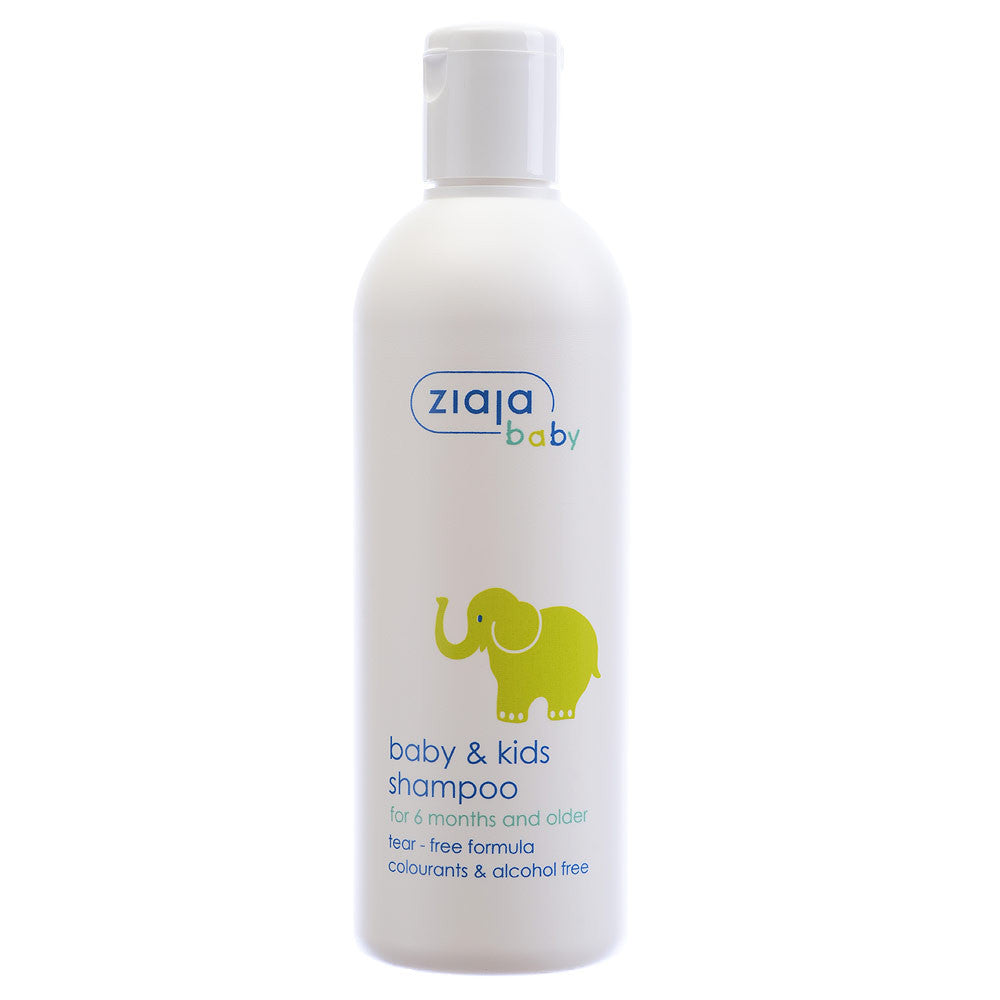 Ziaja baby & kids shampoo bottle with tear-free formula and gentle ingredients for babies 6 months and older