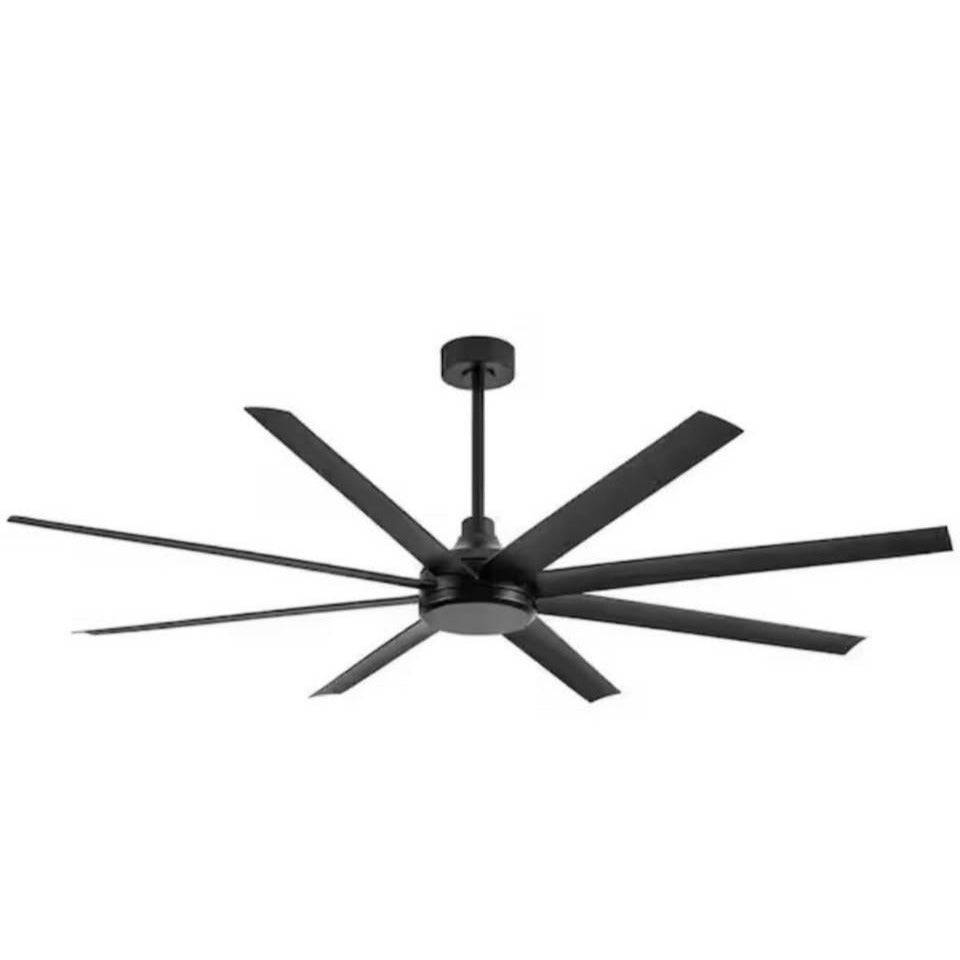 Breezary Melissa 72 inch black ceiling fan with 8 blades, 6-speed remote control, and DC motor for indoor and covered outdoor use