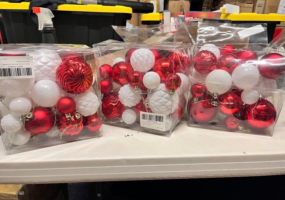 H Open Box Annecy Christmas Tree Ornaments - 36 PCS Shatterproof Christmas Ball Ornaments Set for Holiday, Wreath & Party Decorations (Multi-Size, Red,