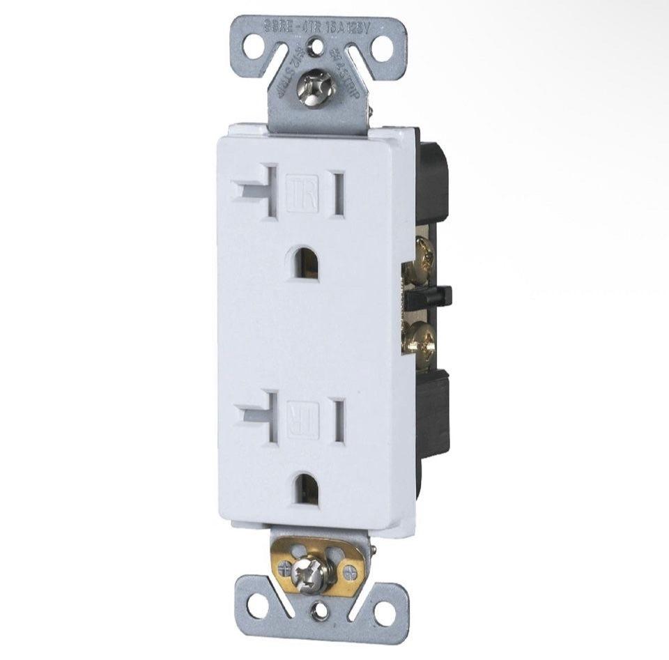 Open Box Faith [10-Pack] 20 Amp Tamper-Resistant Outlet |20A 125V Decorator Receptacle | Commercial Grade Duplex Outlets | UL-Listed, 10-Pack, White