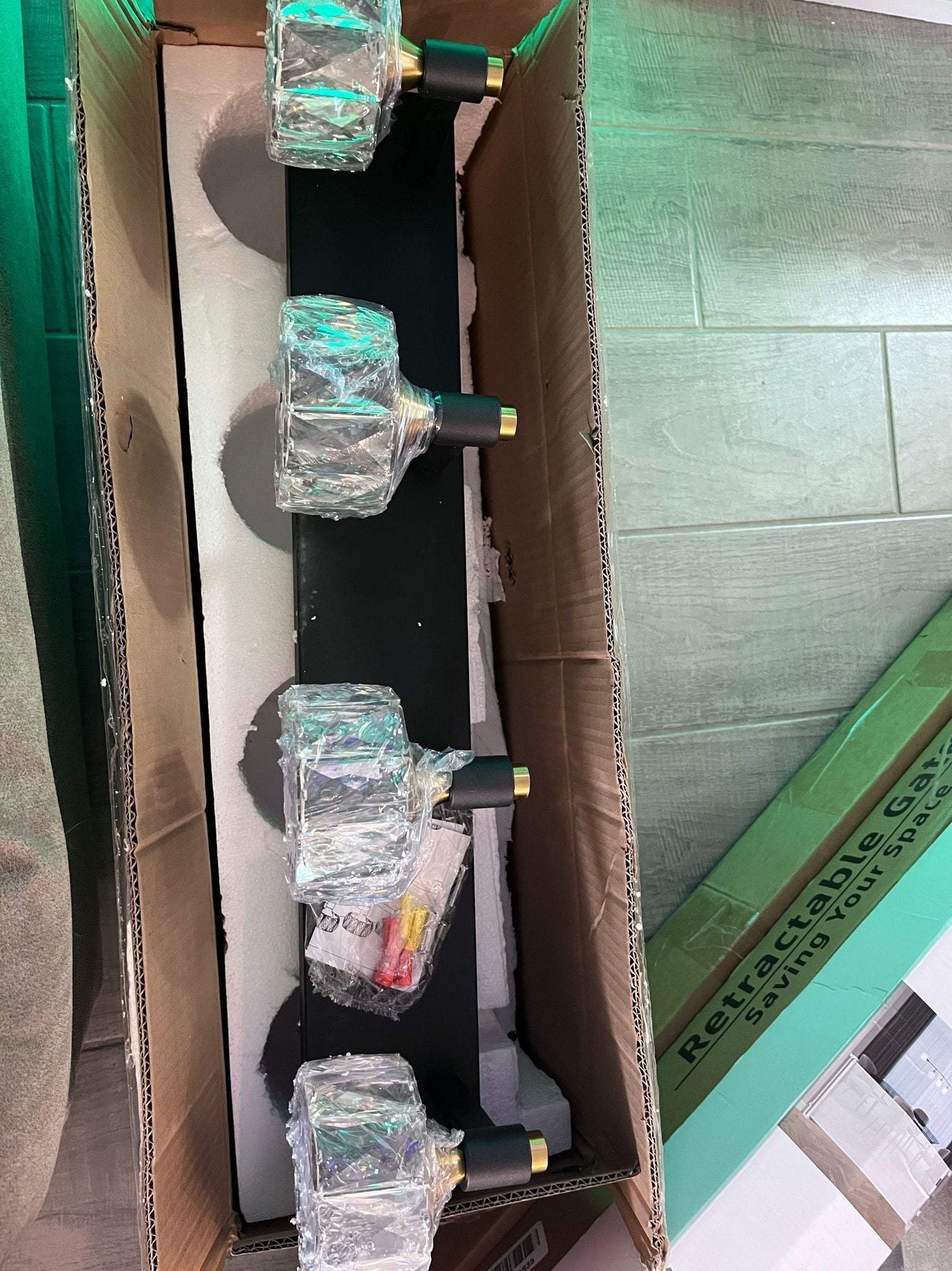 Brknit 4-Light Black Crystal Bathroom Vanity Light Fixtures Over Mirror Modern Dimmable LED Wall Lights for Bathroom