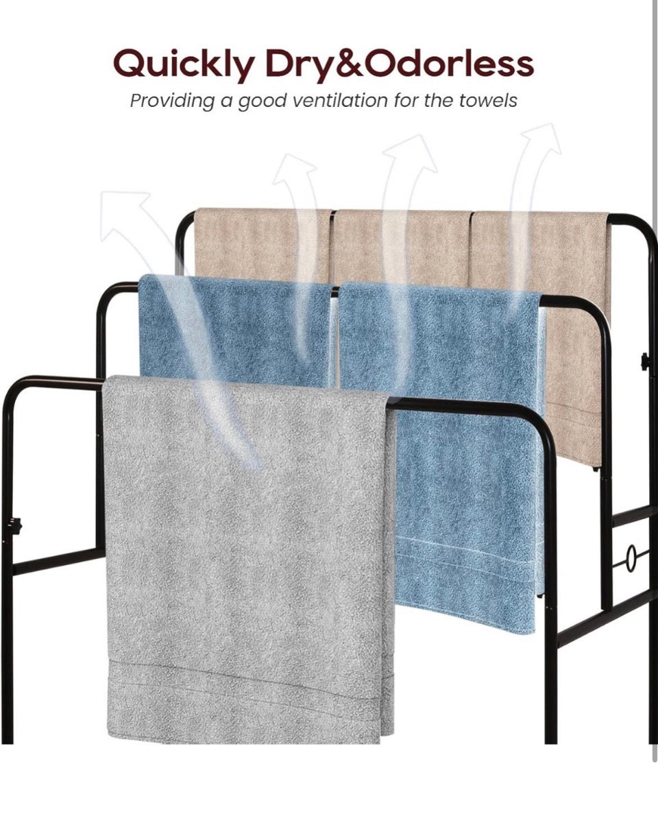 WeGXY Store Plus Size Towel Stand for Bathroom, Towel Drying Rack Freestanding, 3 Tier Pool Towel Rack Outdoor, Quilt Rack Stand for Living Room, Blan