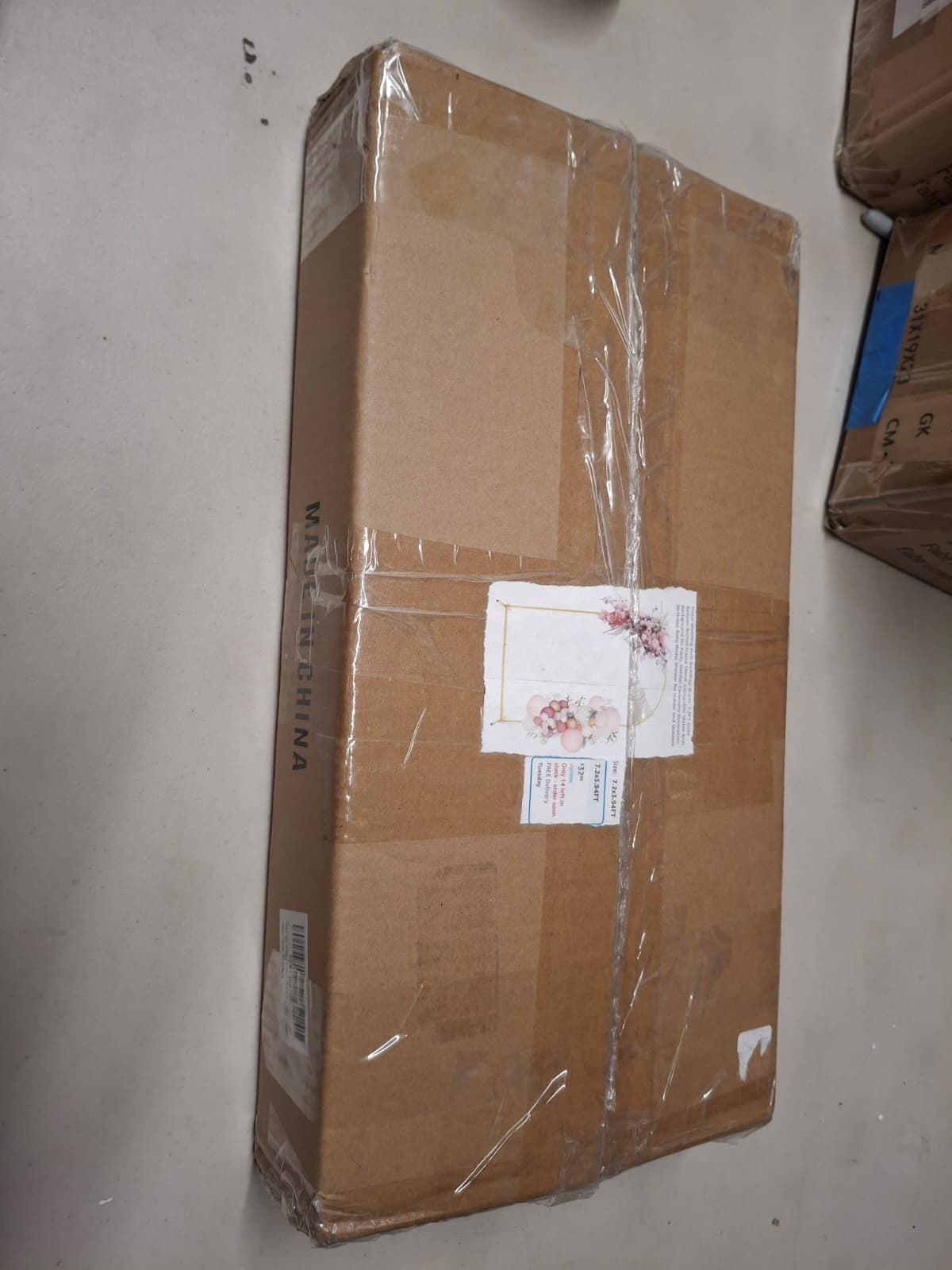 Open Box New Metal Wedding Arch Backdrop Stand, 7.2FT Gold Balloon Arched Frame Stand ,Collapsible Stable Arch Background for Party, Garden Ceremony D