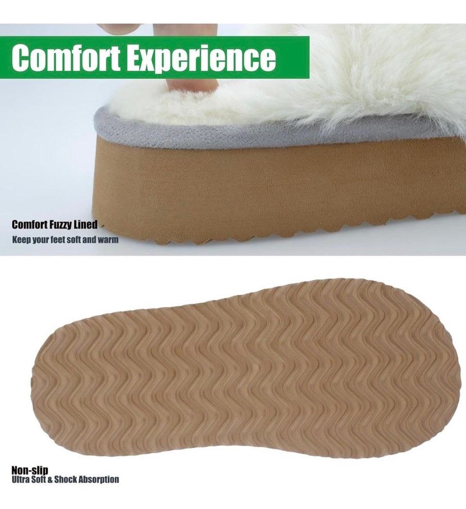 Open box Stlozpa Platform Slippers for Women Memory Foam,Fluffy Comfy Soft Warm Slippers for Women, Slip On Plush Bedroom Shoes Women Indoor and Outd