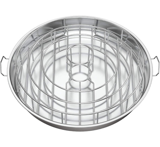 Open Box only fire Stainless Steel Circular Rib Rack and Chicken Roaster, BBQ Rib Rings for Smoker or Charcoal Grill