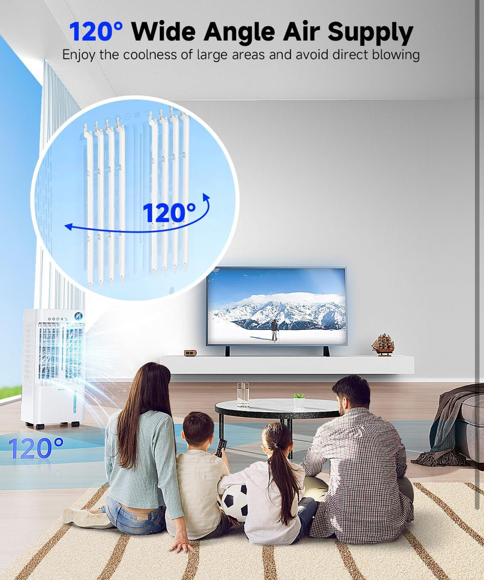 Open Box BAPOLE Portable Air Conditioners, Evaporative Air Cooler with 3 Gallon Water Tank, Air Conditioner Portable with 3 Wind Speed, 2 Cool Mist, R