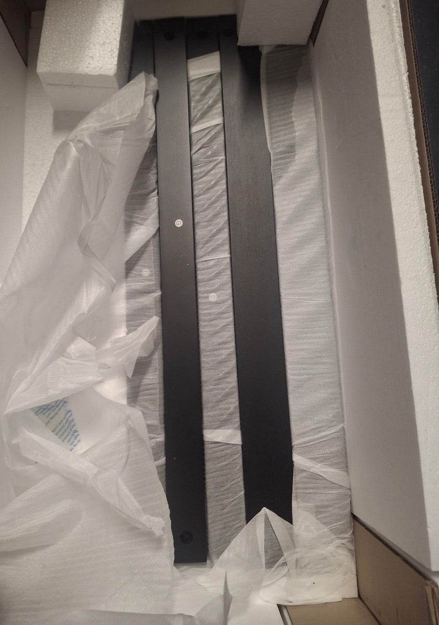 Open Box New Nathan James Jasper Black Oak Finish MDF 31 in. Sideboard Accent Storage Cabinet with Fluted Doors and Adjustable Shelves