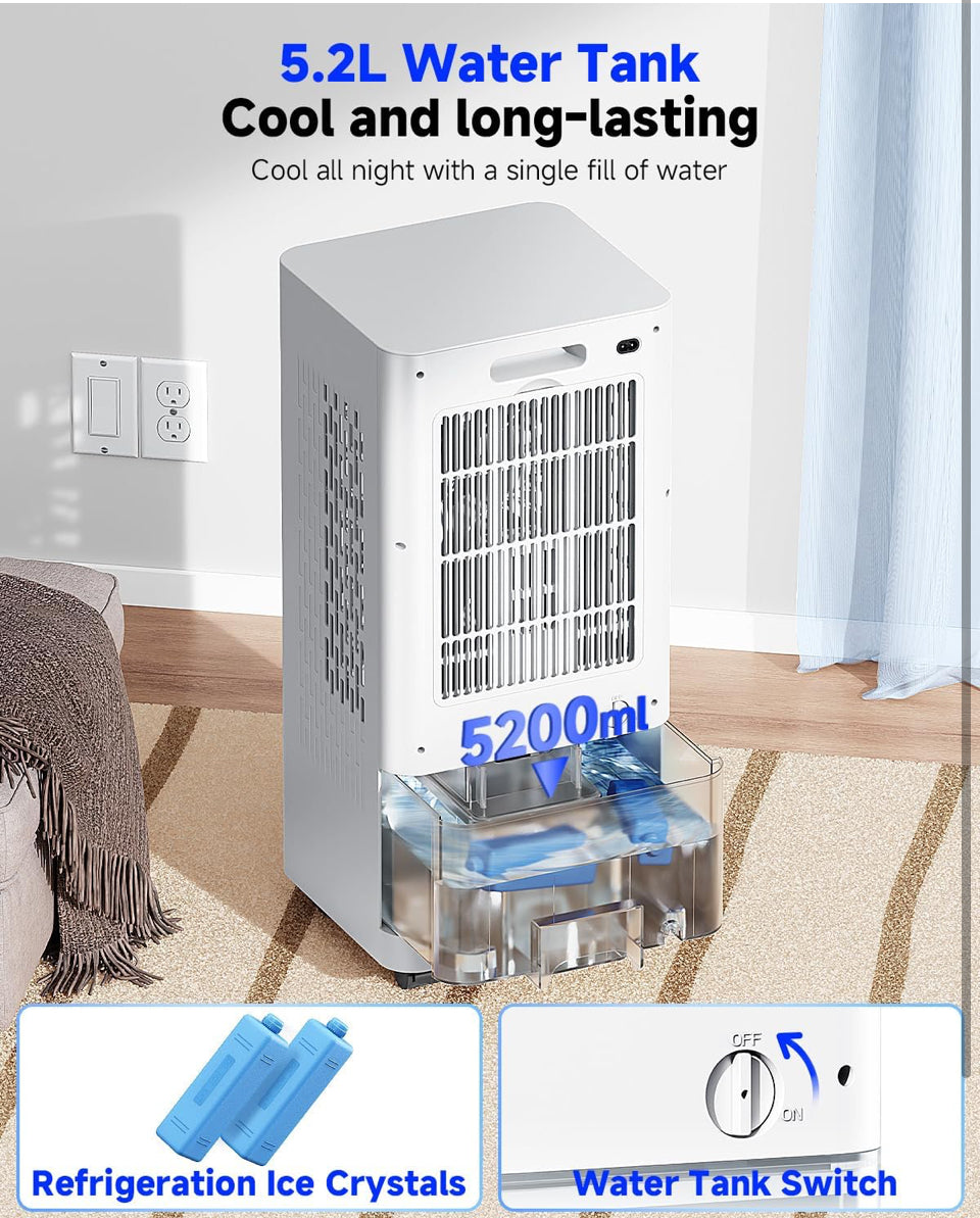 Open Box BAPOLE Portable Air Conditioners, Evaporative Air Cooler with 3 Gallon Water Tank, Air Conditioner Portable with 3 Wind Speed, 2 Cool Mist, R