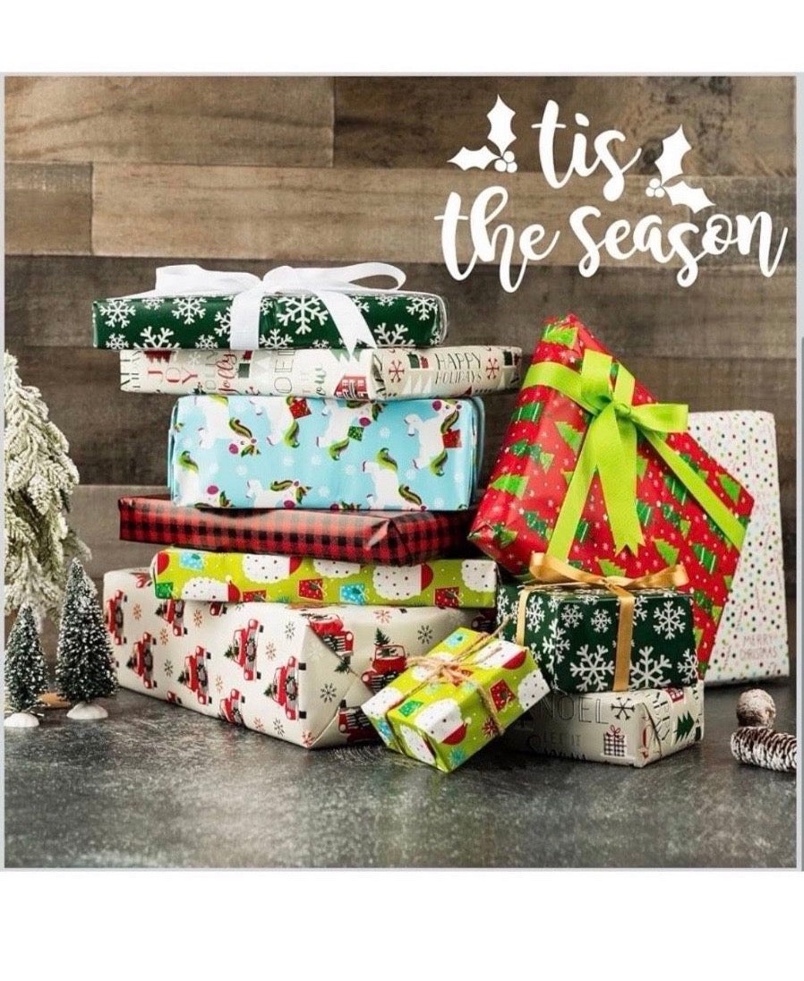 Open Box Plum Designs Holiday Wrapping Paper Sheets - 40 Precut 30"x20" Gift Wrap Sheets