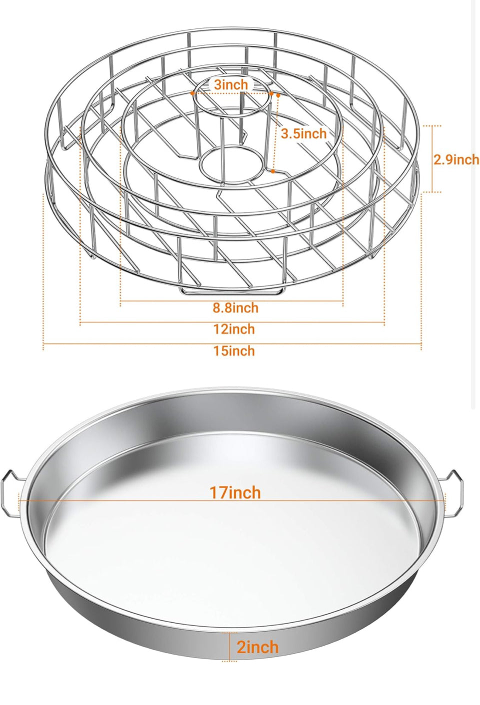 Open Box only fire Stainless Steel Circular Rib Rack and Chicken Roaster, BBQ Rib Rings for Smoker or Charcoal Grill