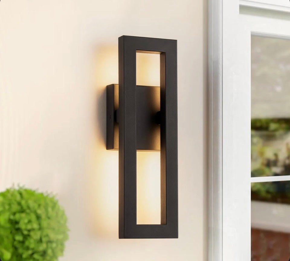 Wade Logan Carmecia aluminum LED outdoor wall sconce in matte black with dimmable lighting