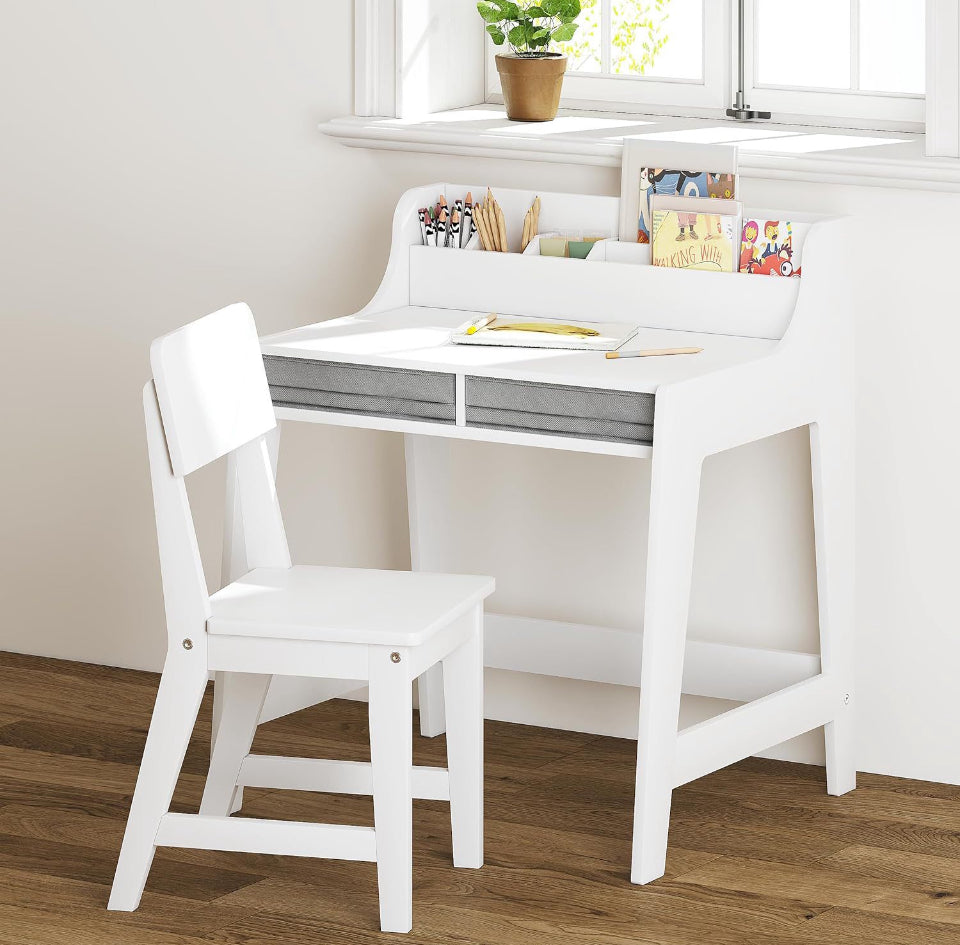 UTEX Kids Desk and Chair Set with Storage Bins in a study room setting.
