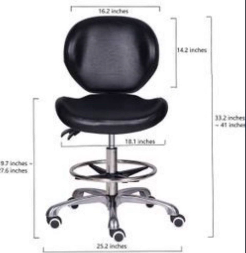 Open Box Adjustable Stools Drafting Chair with Backrest & Foot Rest Drafting Stool Swivel Seat Rolling Wheels for Studio Dental Office Salon Counter