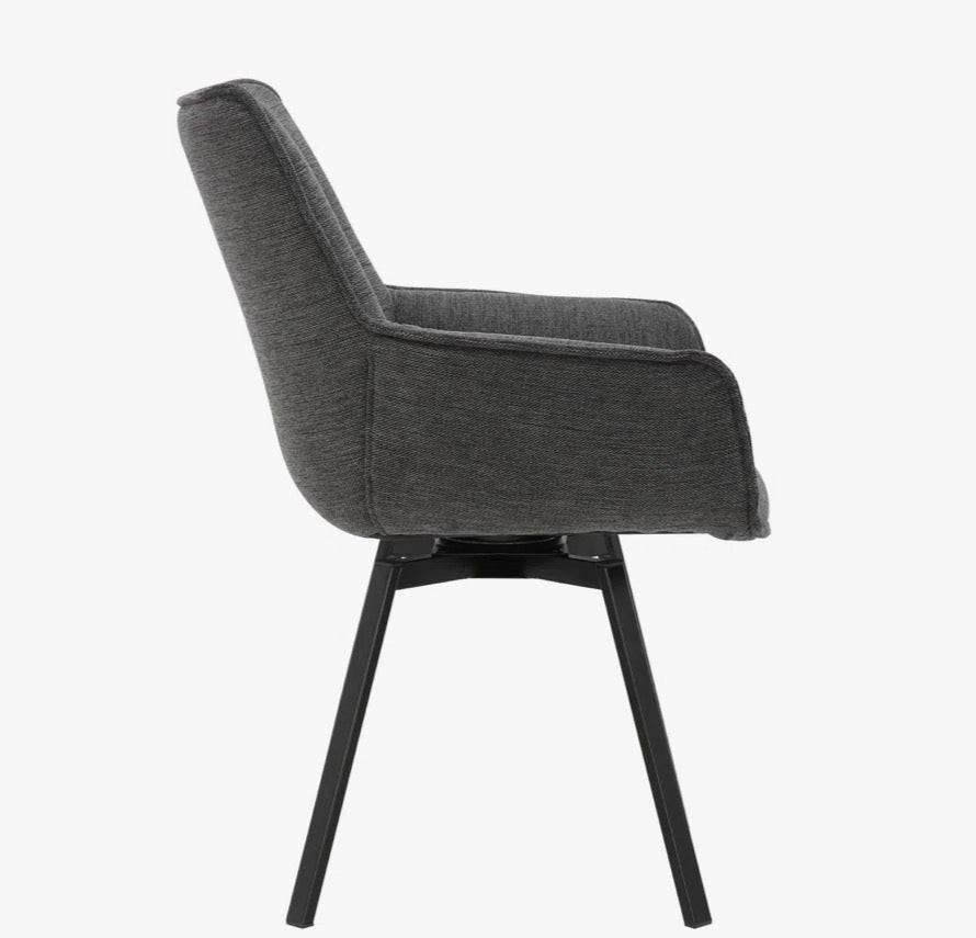 George Oliver Heid Swivel Fabric Dining Chair with Steel Legs