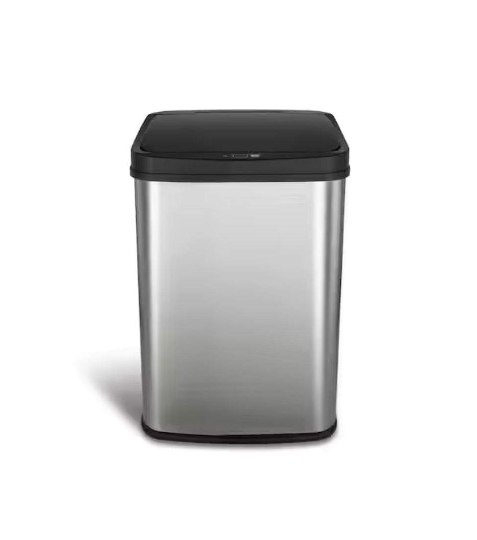 13 Gal. Stainless Steel Touchless Metal Household Trash Can