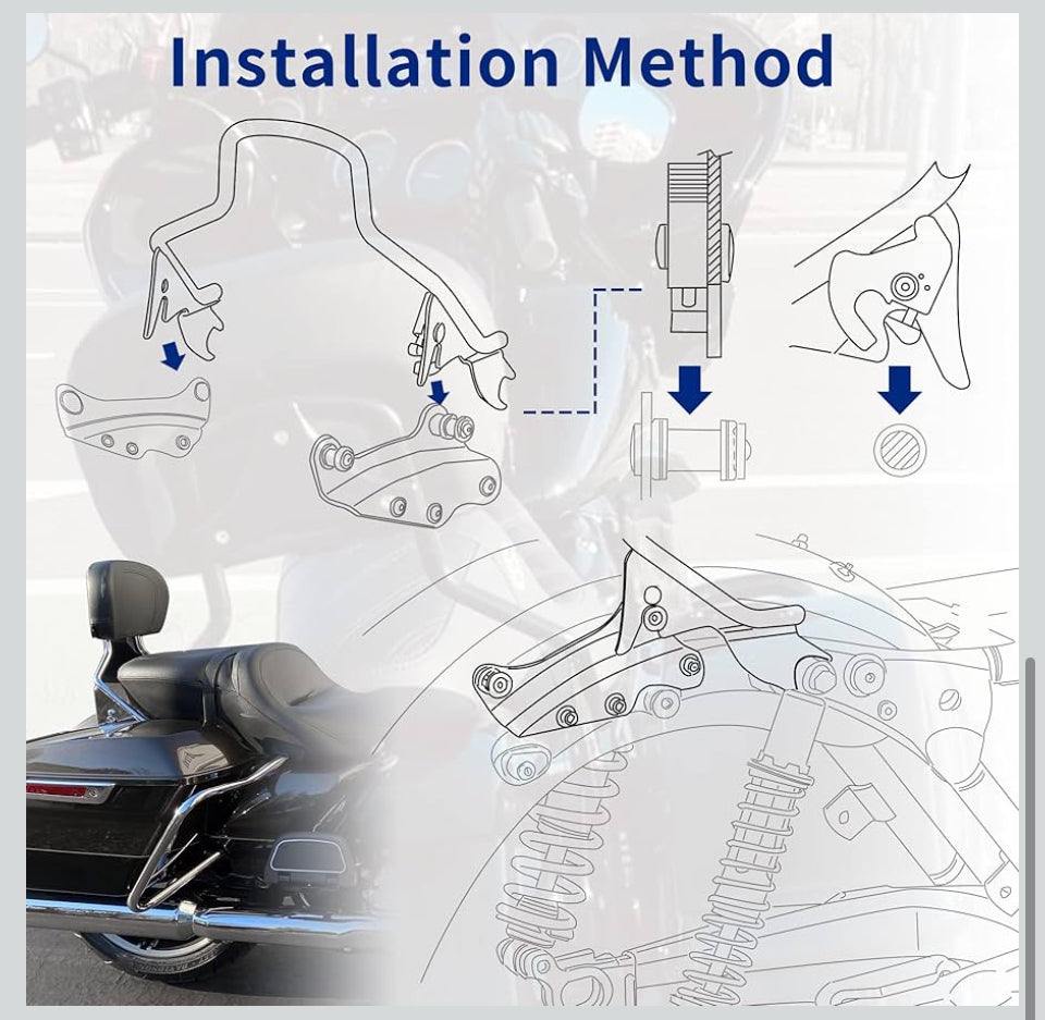 Open Box AUFER Detachable Backrest Sissy Bar Upright Passenger Backrest With Back Rest Pad Compatible With For Touring Road King Street Glide Electra