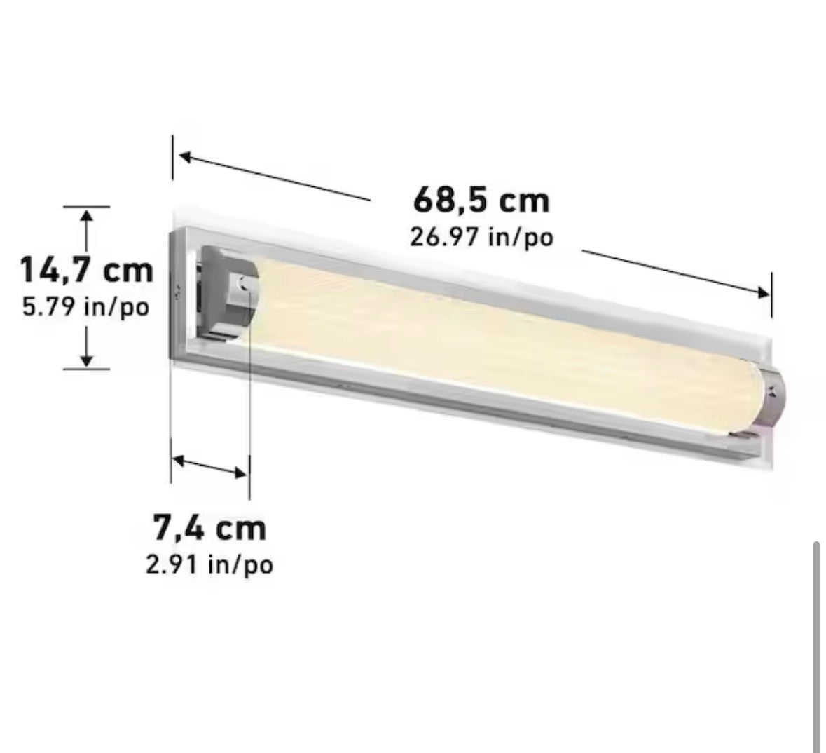 Artika Glamour 27 in. 1-Light Chrome Modern Integrated LED 3 CCT Vanity Light Bar for Bathroom