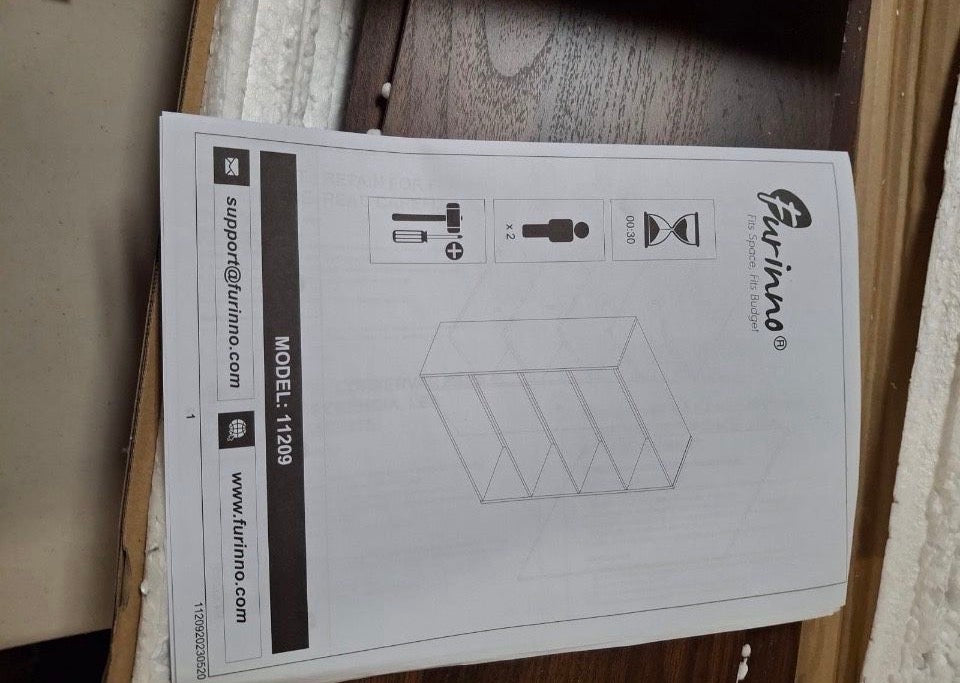 Open Box Furinno Pasir 4-Tier Open Shelf, Columbia Walnut