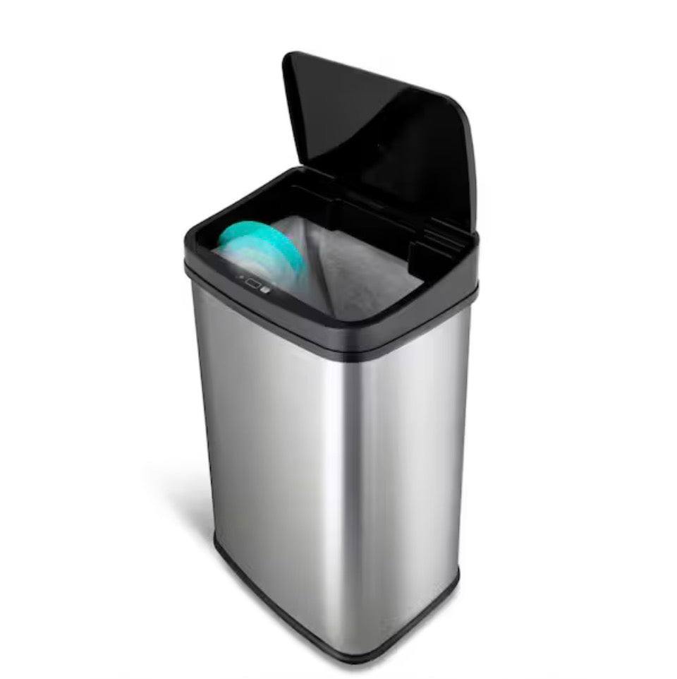 13 Gal. Stainless Steel Touchless Metal Household Trash Can